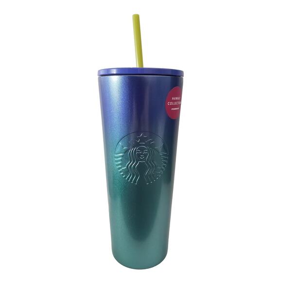 Starbucks Hawaii Collection 24oz Stainless Steel Blue Ombre Tropical Cold Cup - Picture 1 of 3